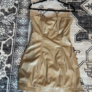 Princess Polly Strapless Leather Mini Dress